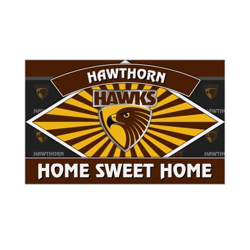 AFL Hawthorn Hawks Custom Name New Edition Rubber Doormat
